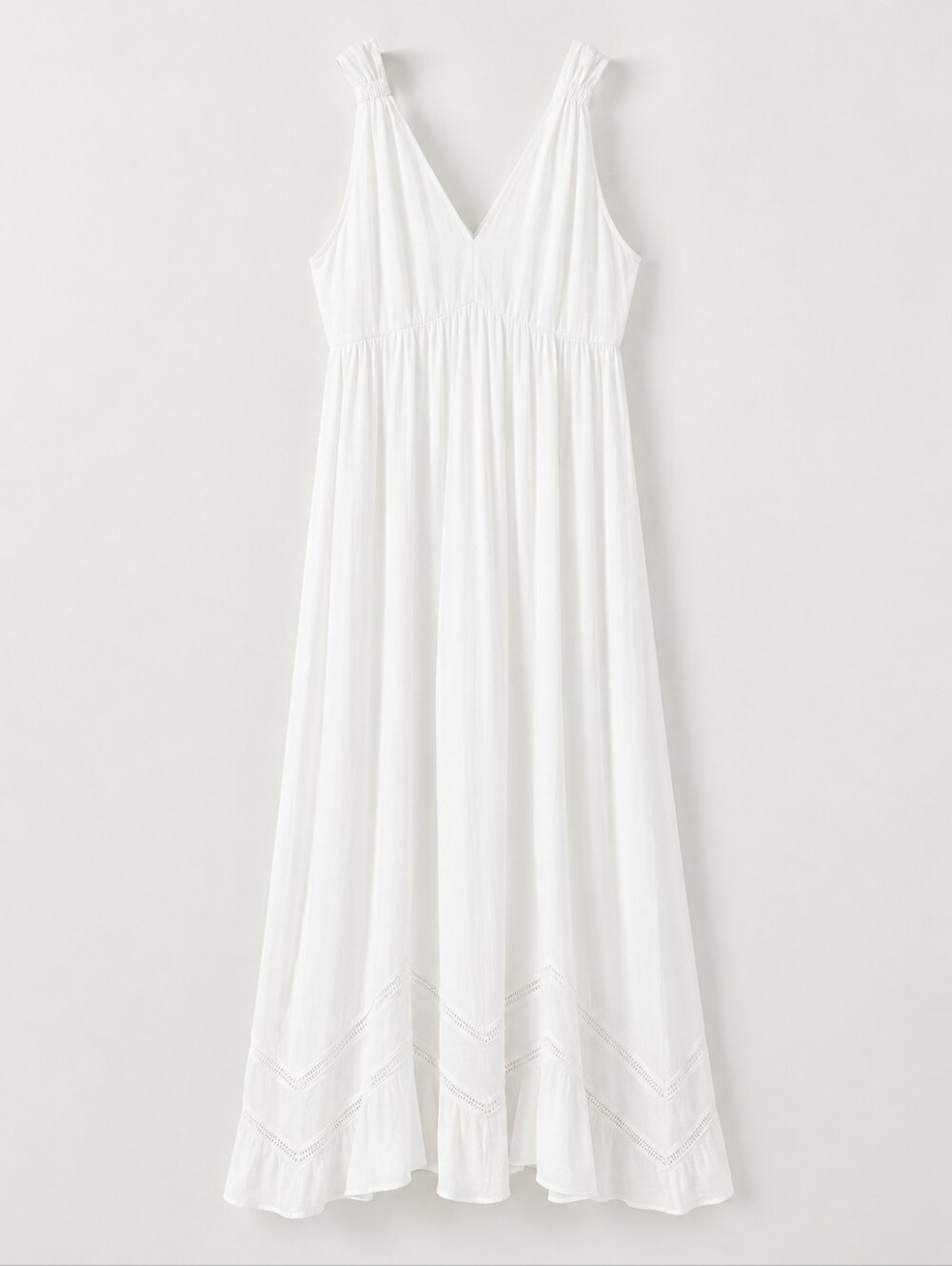 Terra & Sky White Maxi V-Neck Sleeveless Dress